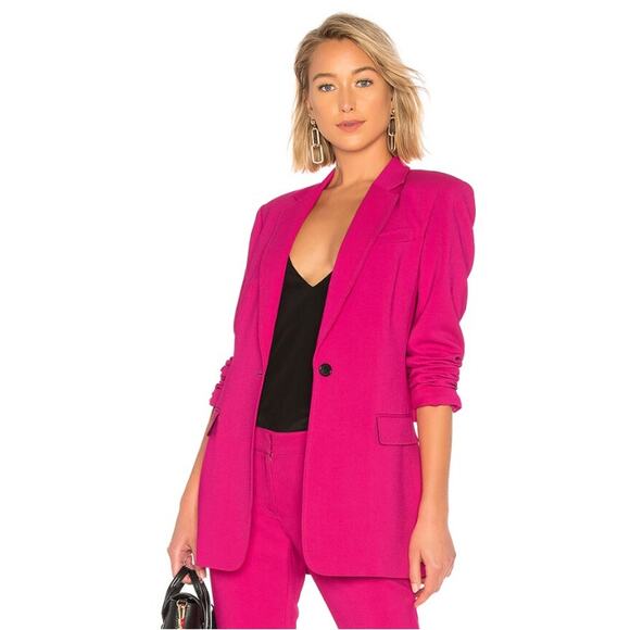 A.L.C. Pink Vernay Notched Collar Long Line Italian Fabric Boyfriend Blazer // 8 - Picture 1 of 12